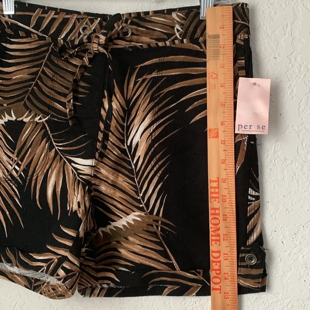 NWT Per Se Women's Black Brown Linen Blend Tropical Shorts Pockets Size S - Picture 5 of 12